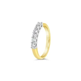 9k Yellow Gold 6 Stone 0.45ct Diamond Anniversary Ring