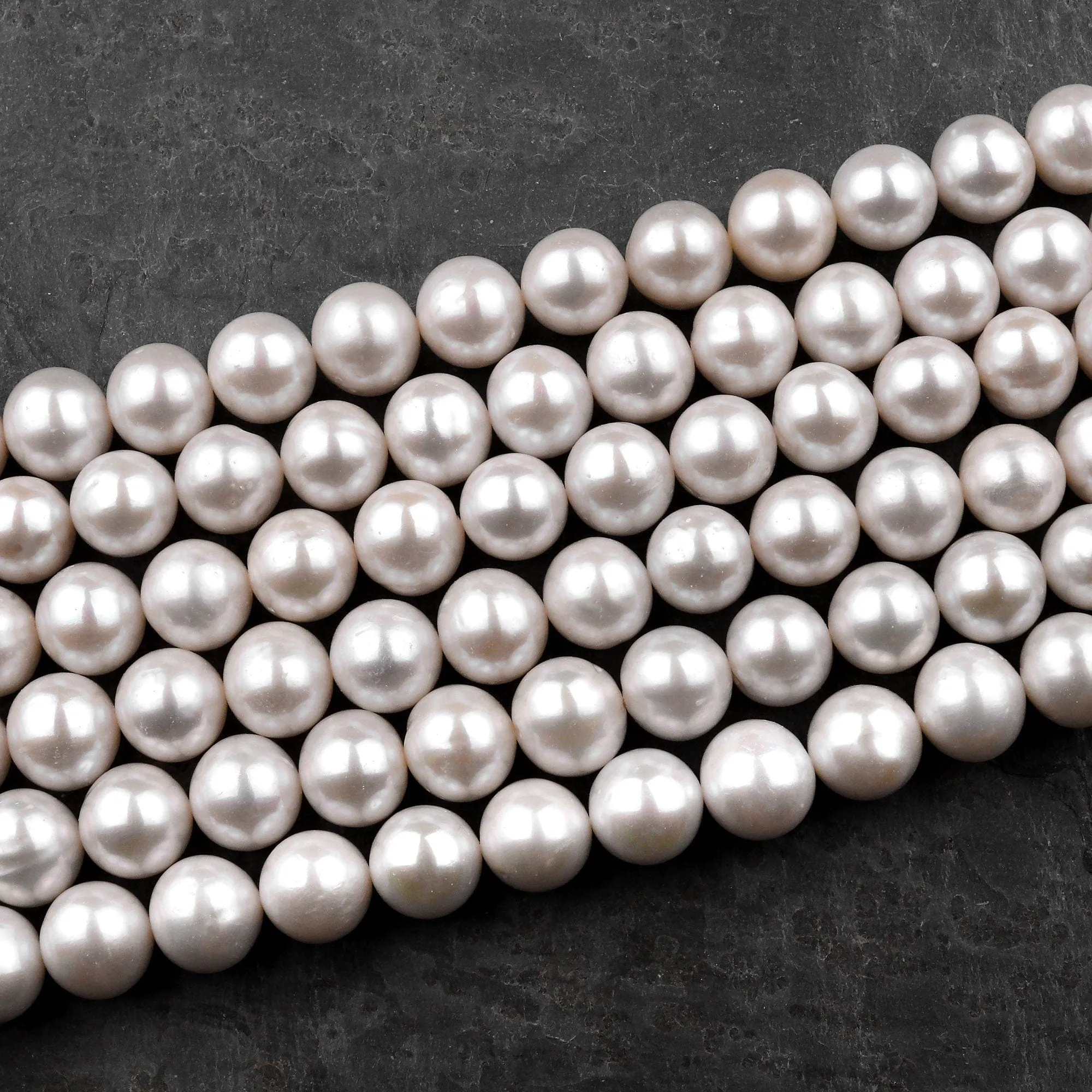 AA Genuine White Freshwater Pearl 6mm 8mm 9mm 10mm 12mm Round Pearl Shimmery Iridescent Classic White Pearl 15.5" Strand