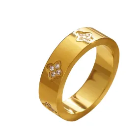Avana Luxe 18k Gold Plated Clover Ring