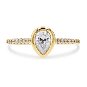 Bezel Set Pear Diamond Engagement Ring