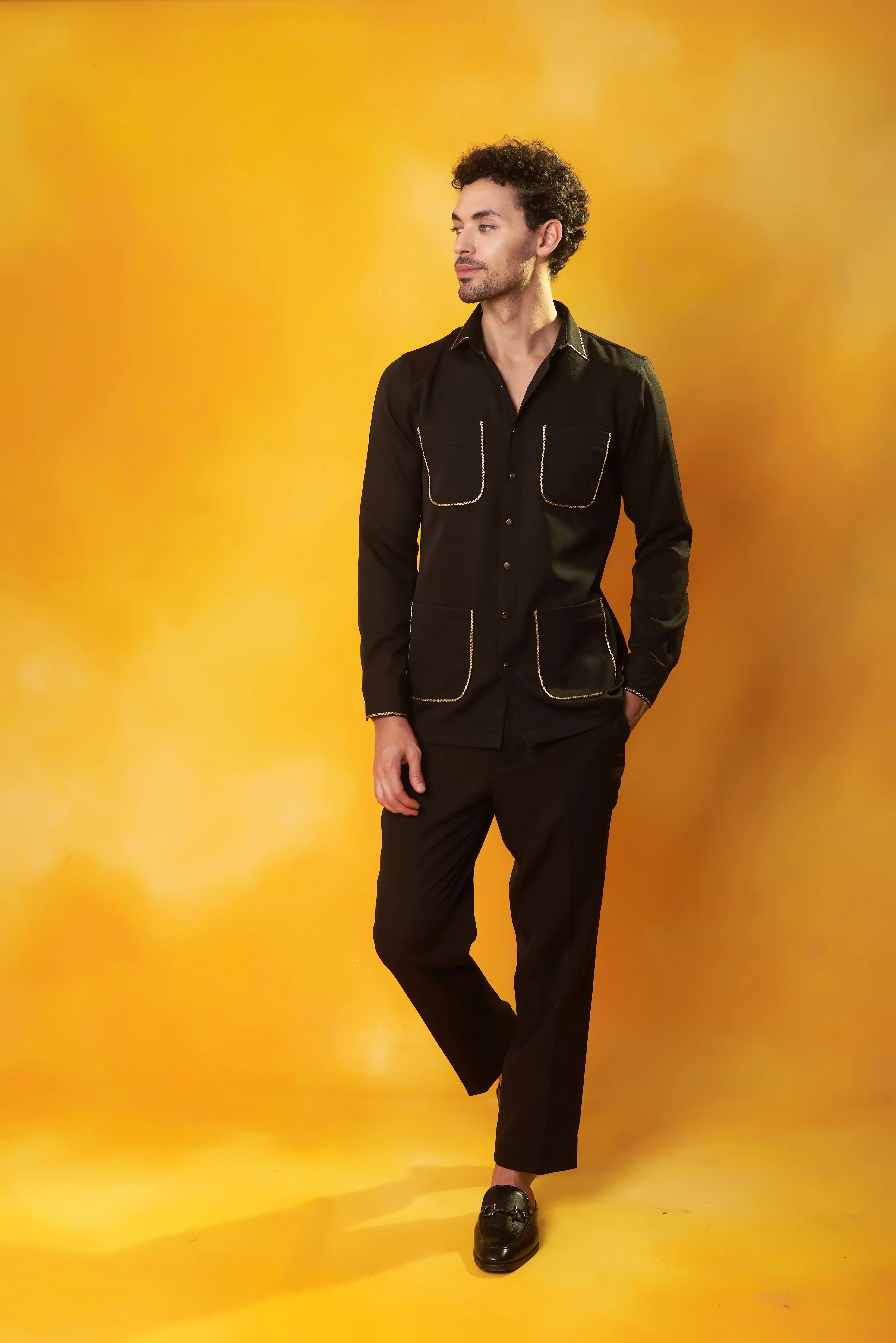 Black Co-ord Set with Gold Detailing