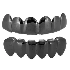Black Shiny Top  Bottom Hip Hop Grillz Set