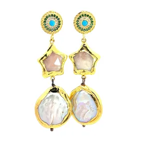 Brass Mother Of Pearl Dangle Earring
