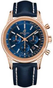 Breitling - Transocean Chronograph Red Gold - Diamond Case - Leather Strap