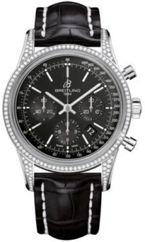 Breitling - Transocean Chronograph Steel - Diamond Case - Croco Strap