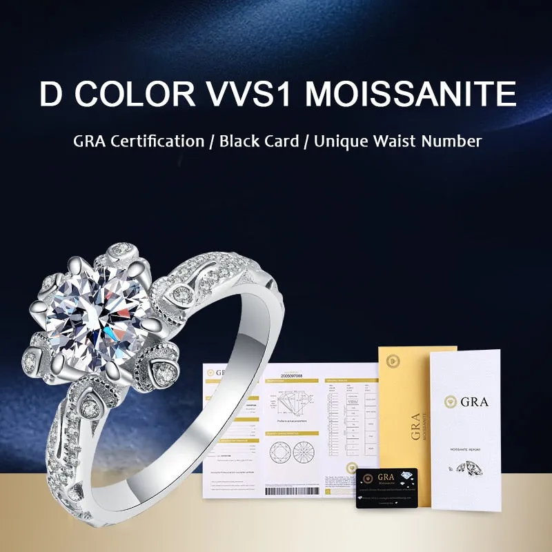 Brilliant Round Cut Moissanite Engagement Wedding Ring with Unique Design