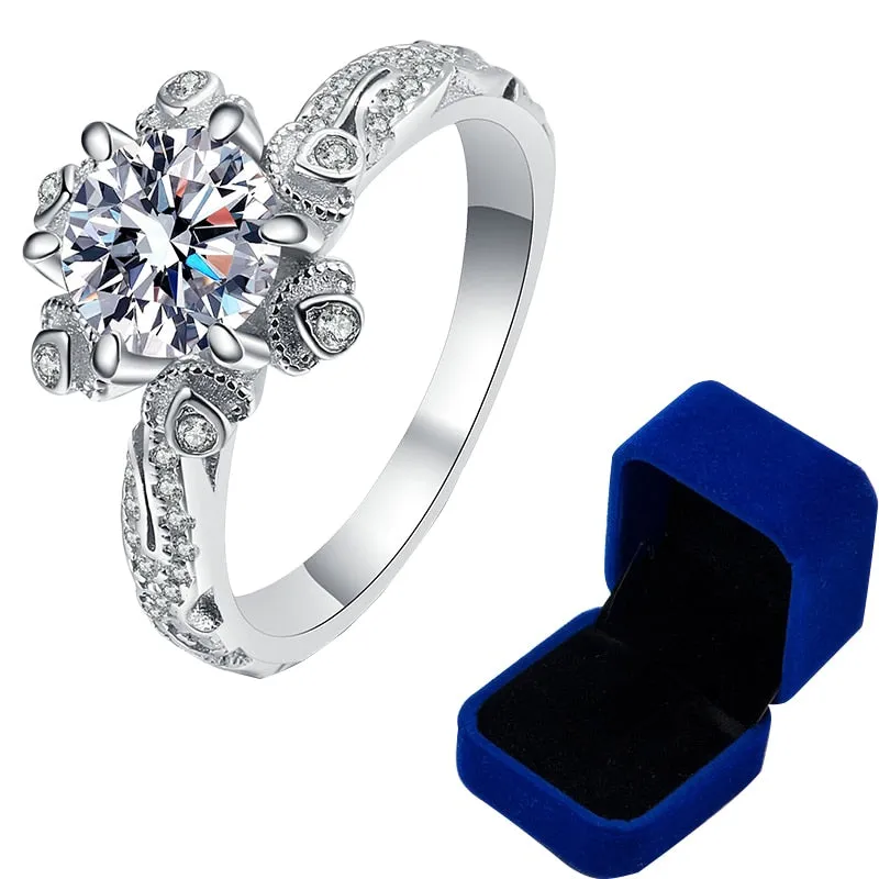 Brilliant Round Cut Moissanite Engagement Wedding Ring with Unique Design