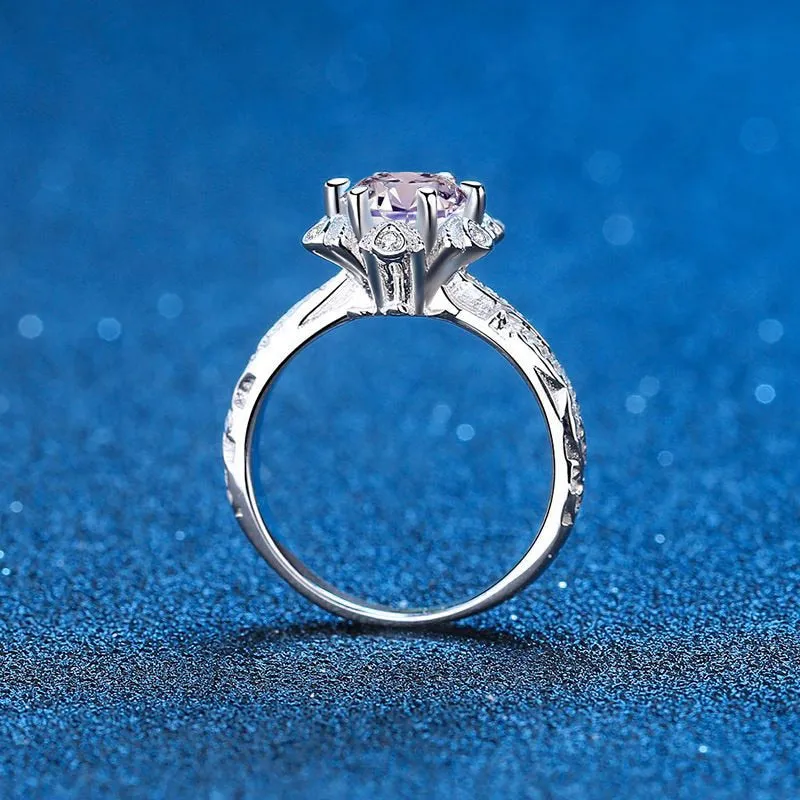 Brilliant Round Cut Moissanite Engagement Wedding Ring with Unique Design