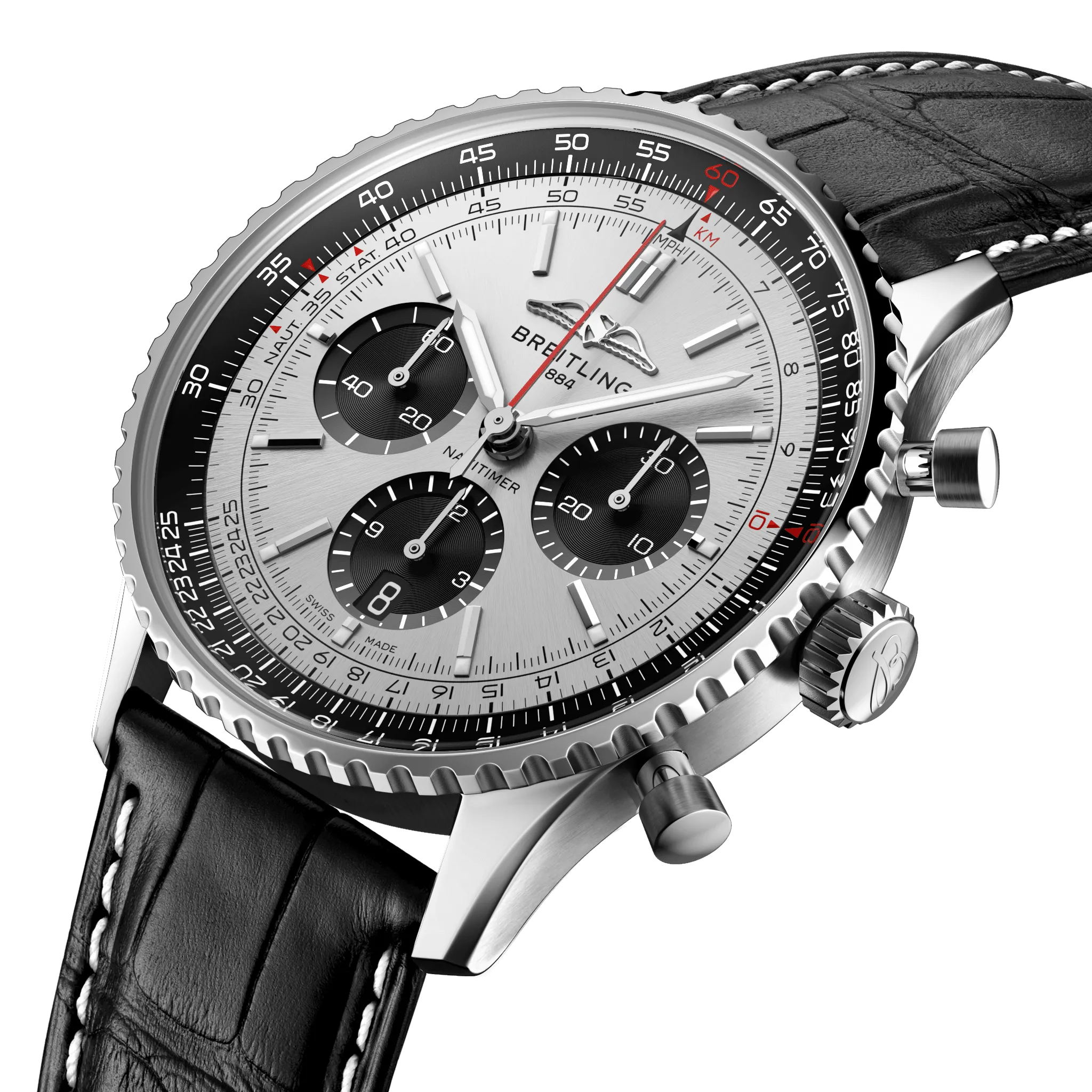 BRT Watch Navitimer B1 Chronograph 43 Black Croc Folding Clasp