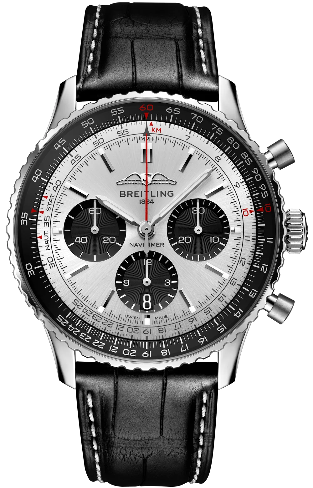 BRT Watch Navitimer B1 Chronograph 43 Black Croc Folding Clasp