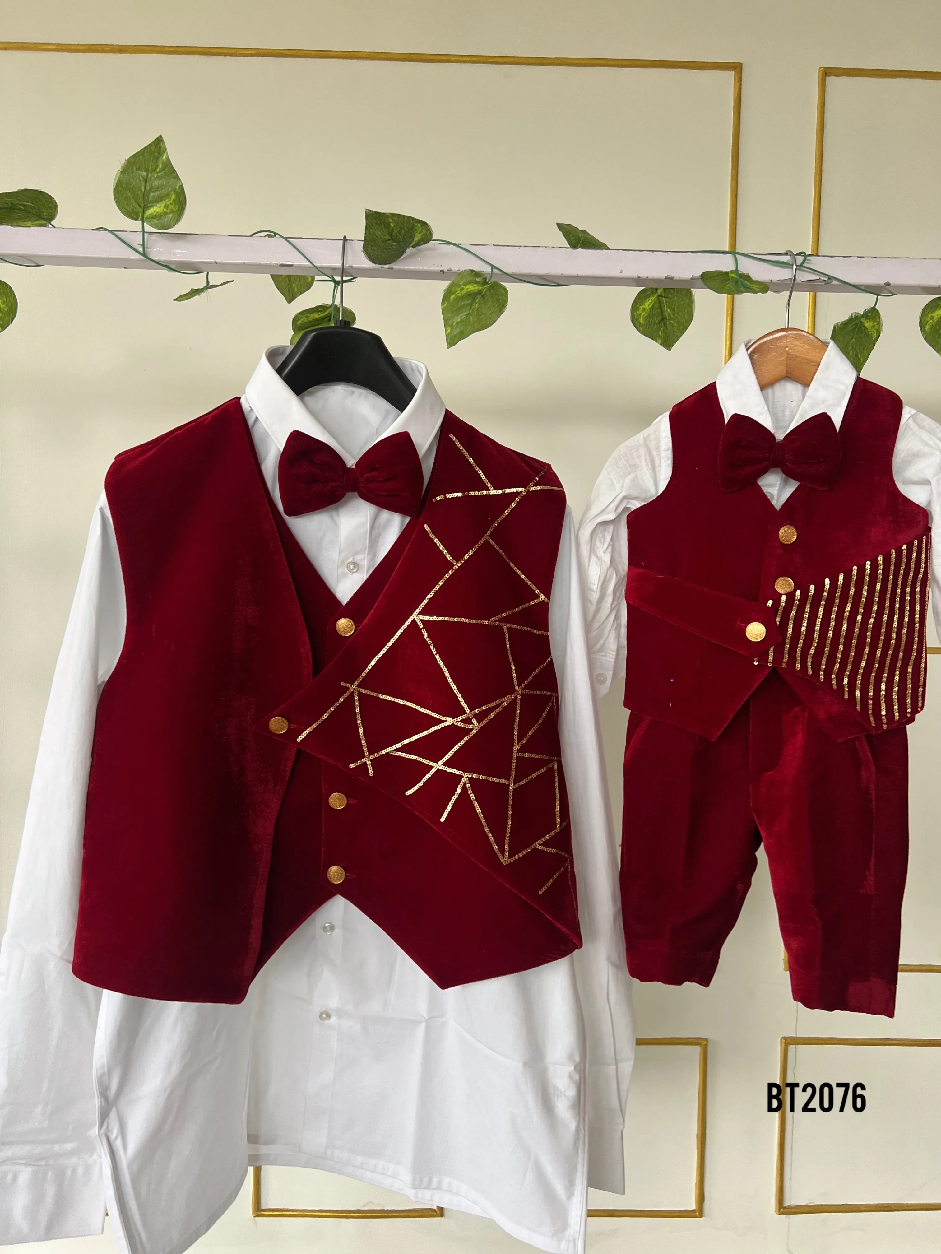 BT2076 🎩 Dapper Duo: Father-Son Velvet Vest Combo ✨