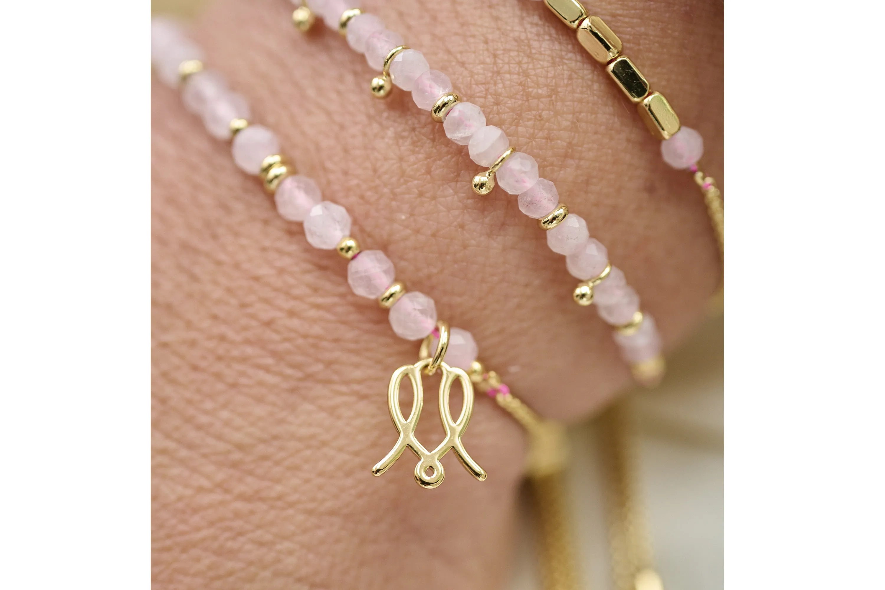Cherished Rose Quartz Gold Bracelet