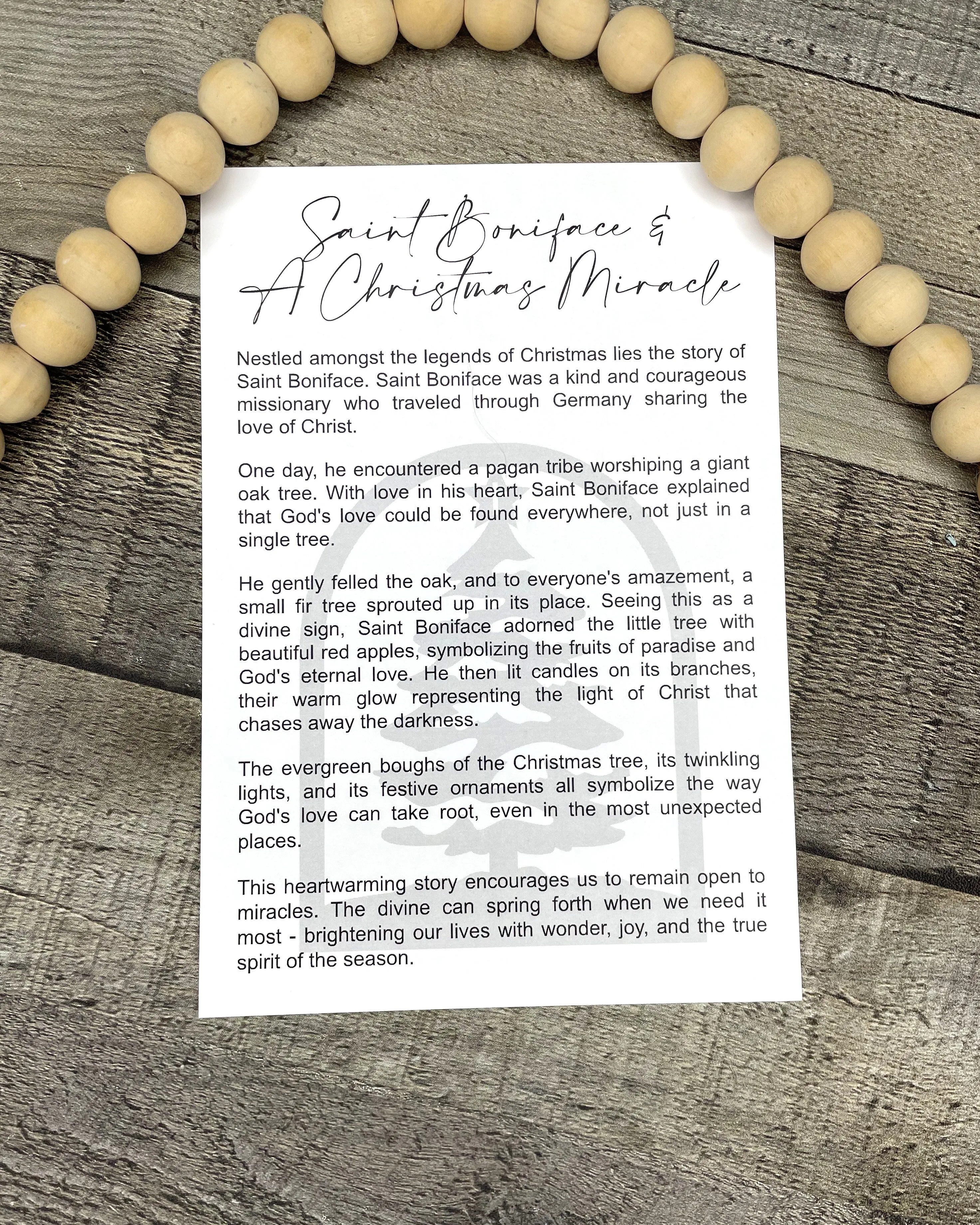 Christmas Tree Ornament - Story of Saint Boniface and A Christmas Miracle
