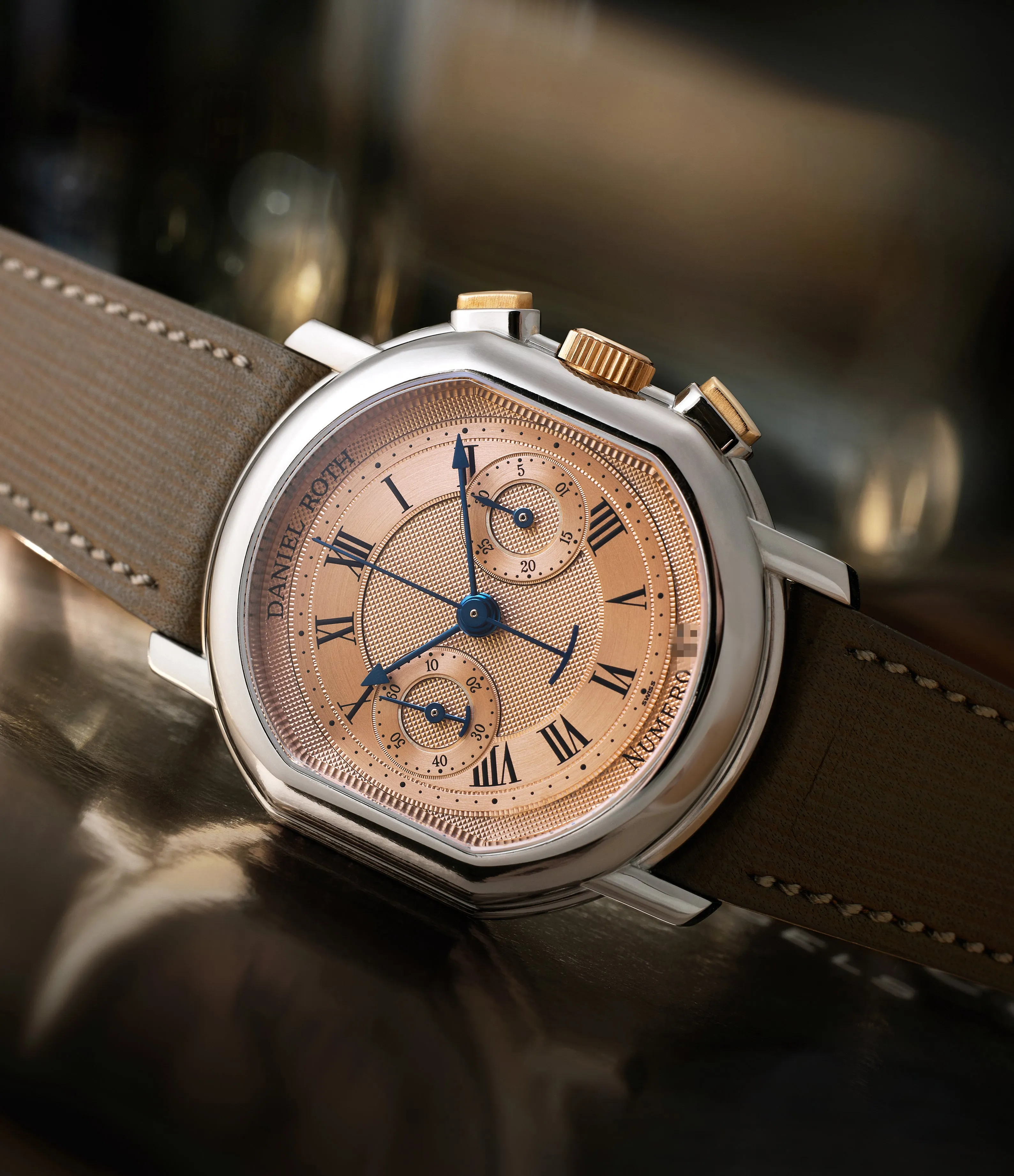 Chronograph | C147 Salmon Dial | White & Rose Gold
