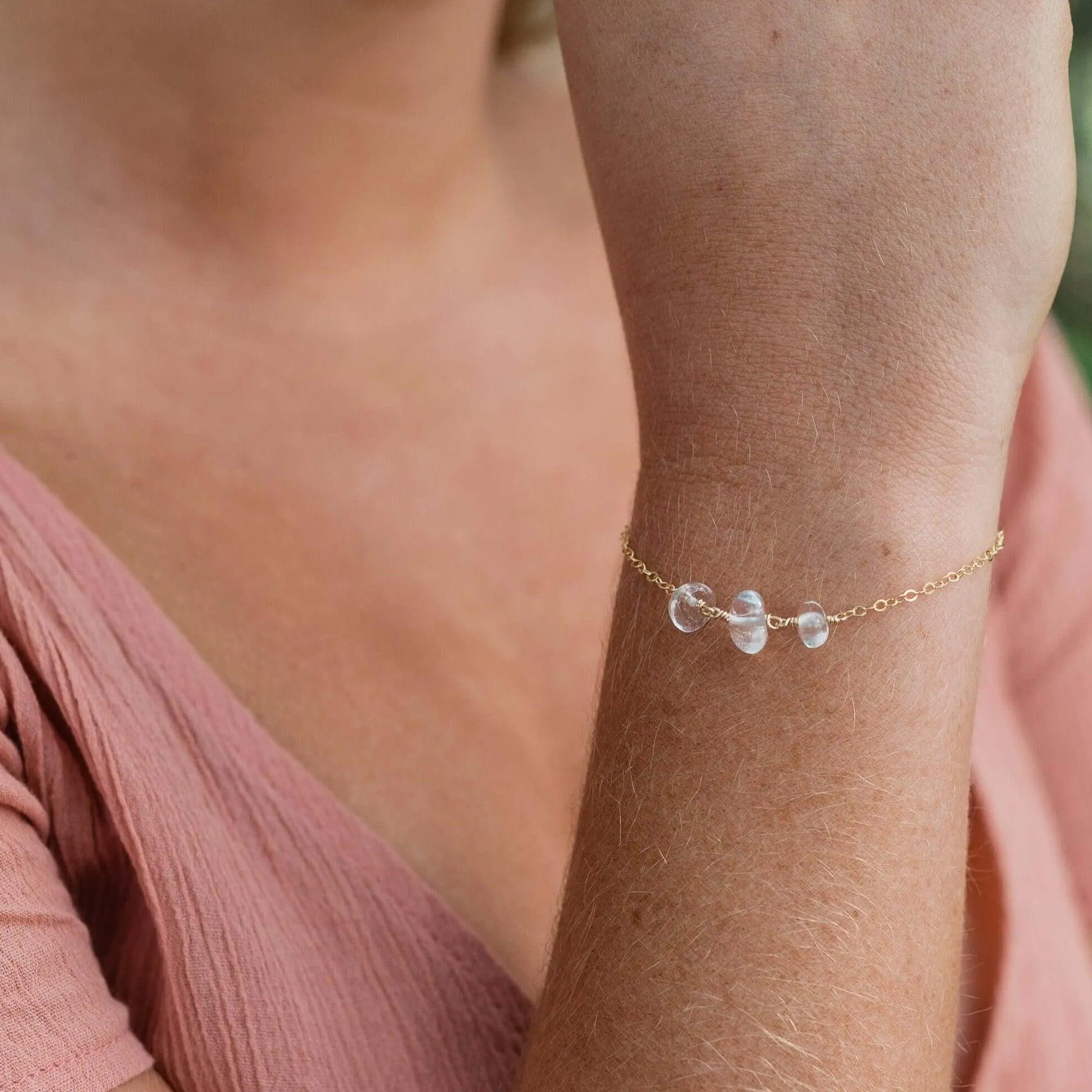 Crystal Quartz Beaded Chain Bracelet