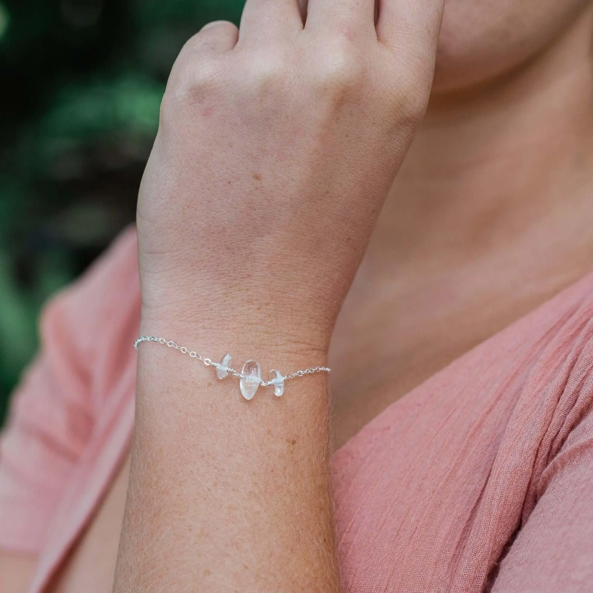 Crystal Quartz Beaded Chain Bracelet