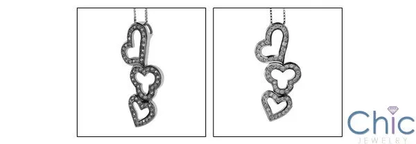Cubic Zirconia Cz Heart Shaped Pave .75 TCW Pendant