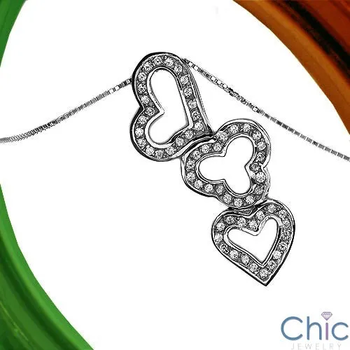 Cubic Zirconia Cz Heart Shaped Pave .75 TCW Pendant