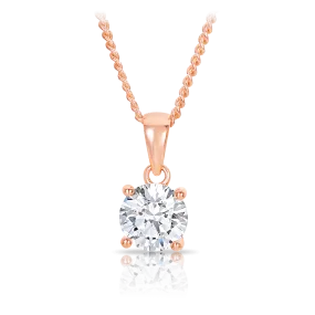 Cubic Zirconia Pendant Necklace in 9ct Rose Gold