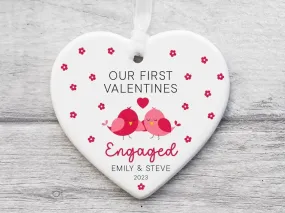 Custom Lovebirds Heart Ornament - First Valentine's - Couple's Keepsake