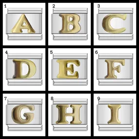 Customizable 9mm Italian Charm Bracelet Links with Gold Letters - Elegant Gift for Her