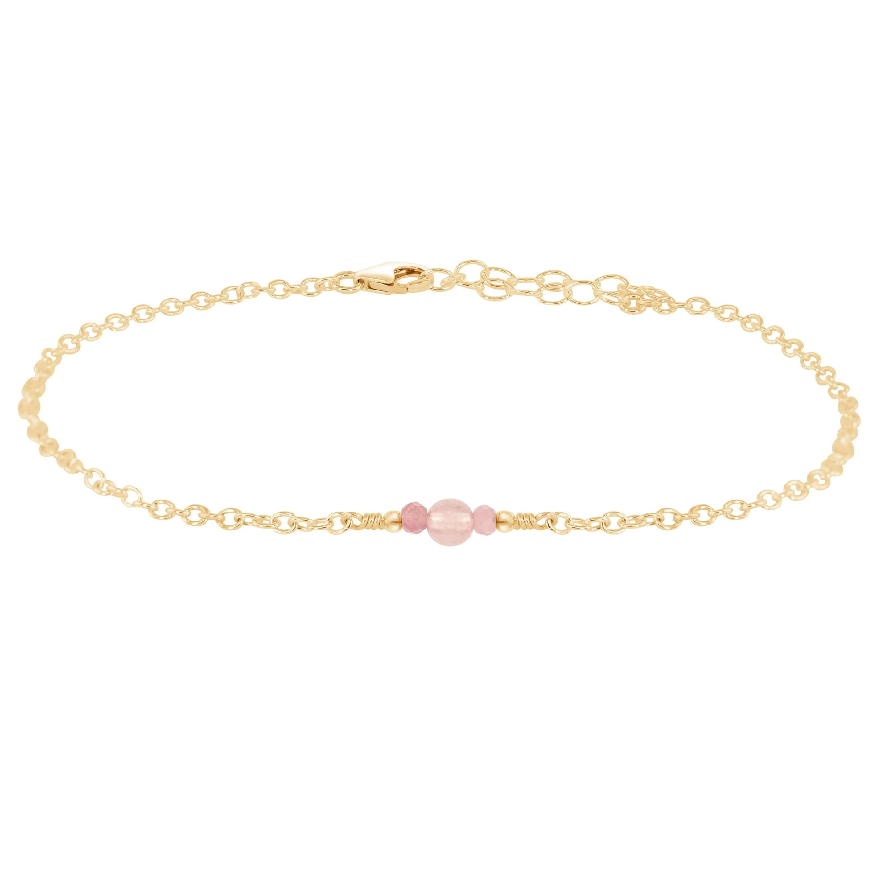 Dainty Rose Quartz Gemstone Anklet