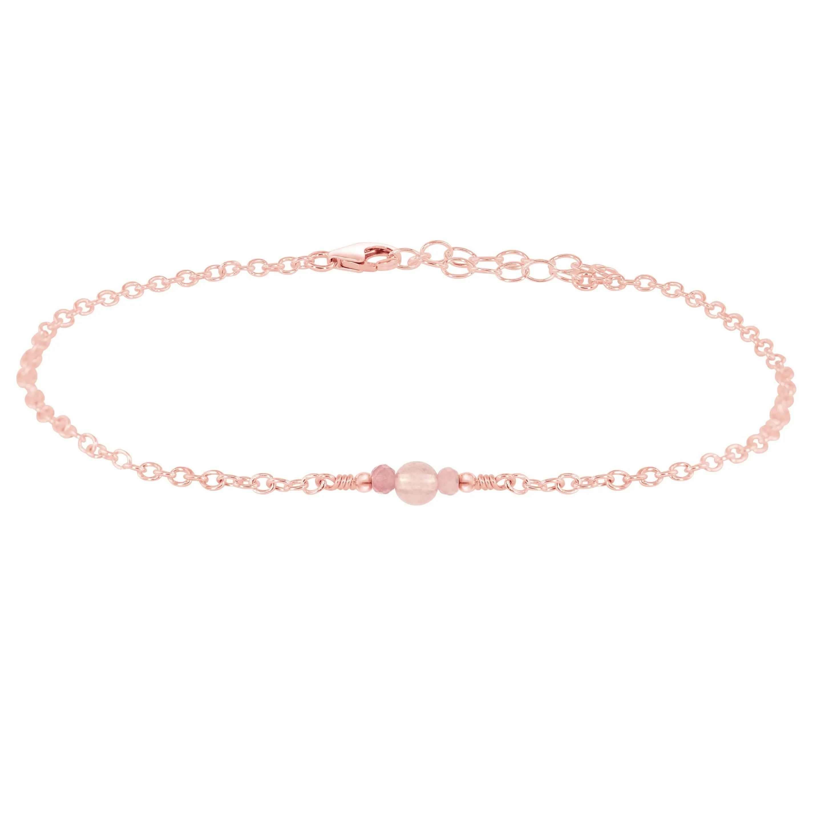 Dainty Rose Quartz Gemstone Anklet