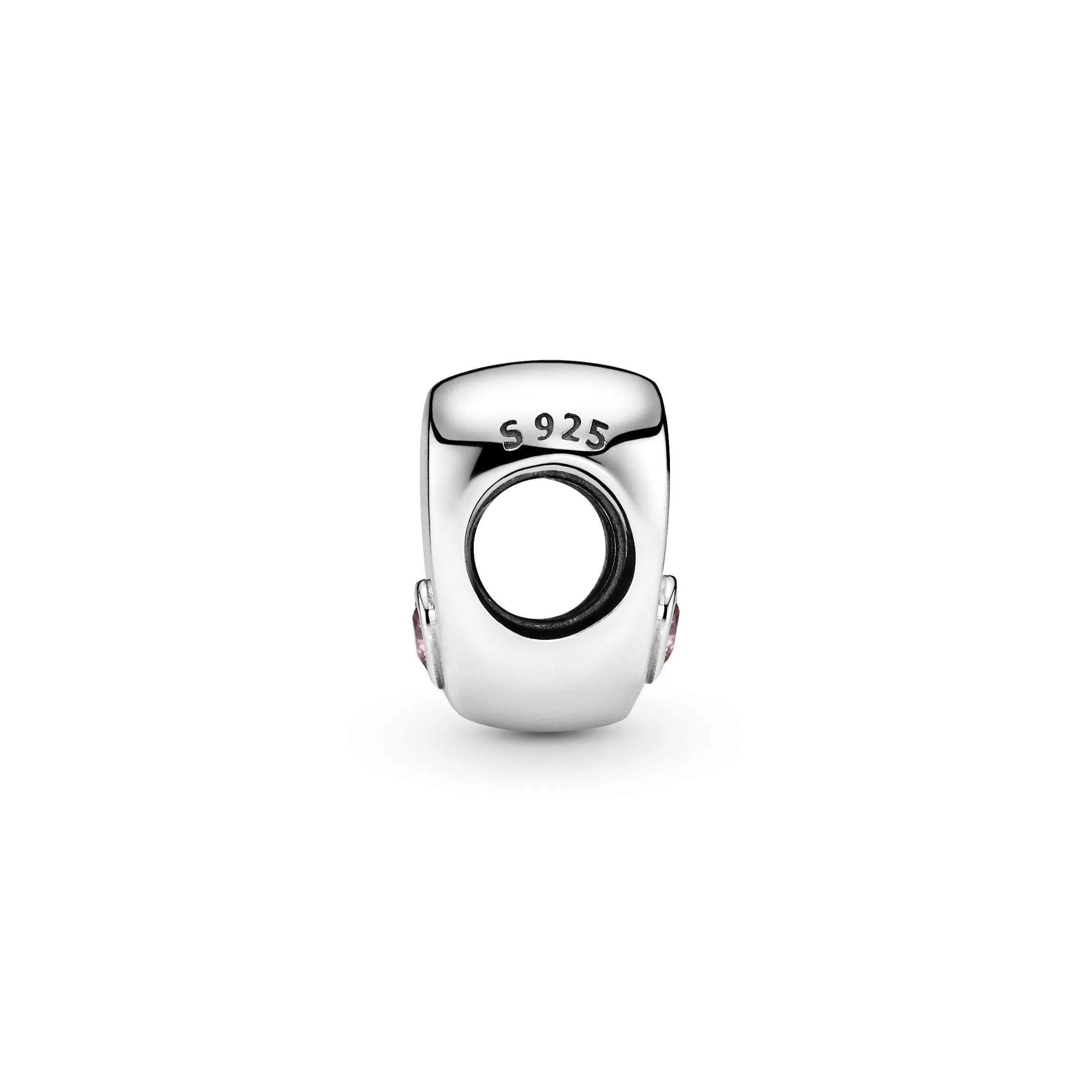 Daughter heart silver charm with pink cubic zirconia