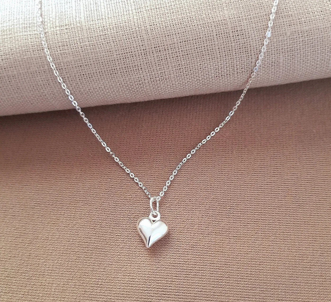 Daughter Puffy Heart Necklace in Sterling Silver 925, Personalised Jewellery Gift