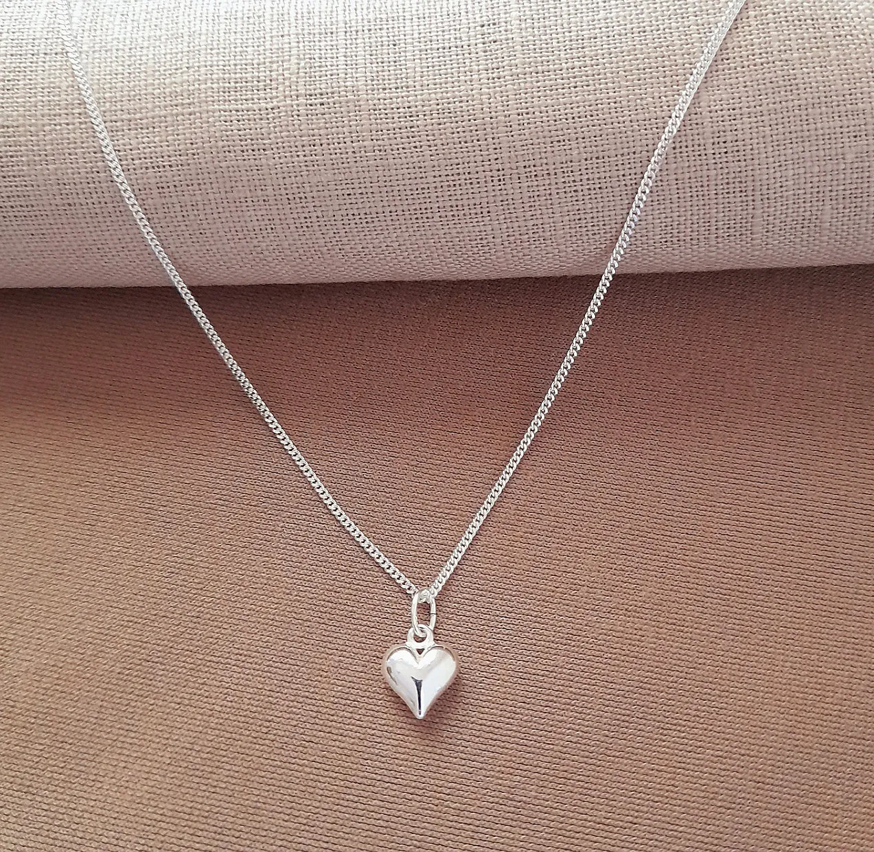 Daughter Puffy Heart Necklace in Sterling Silver 925, Personalised Jewellery Gift