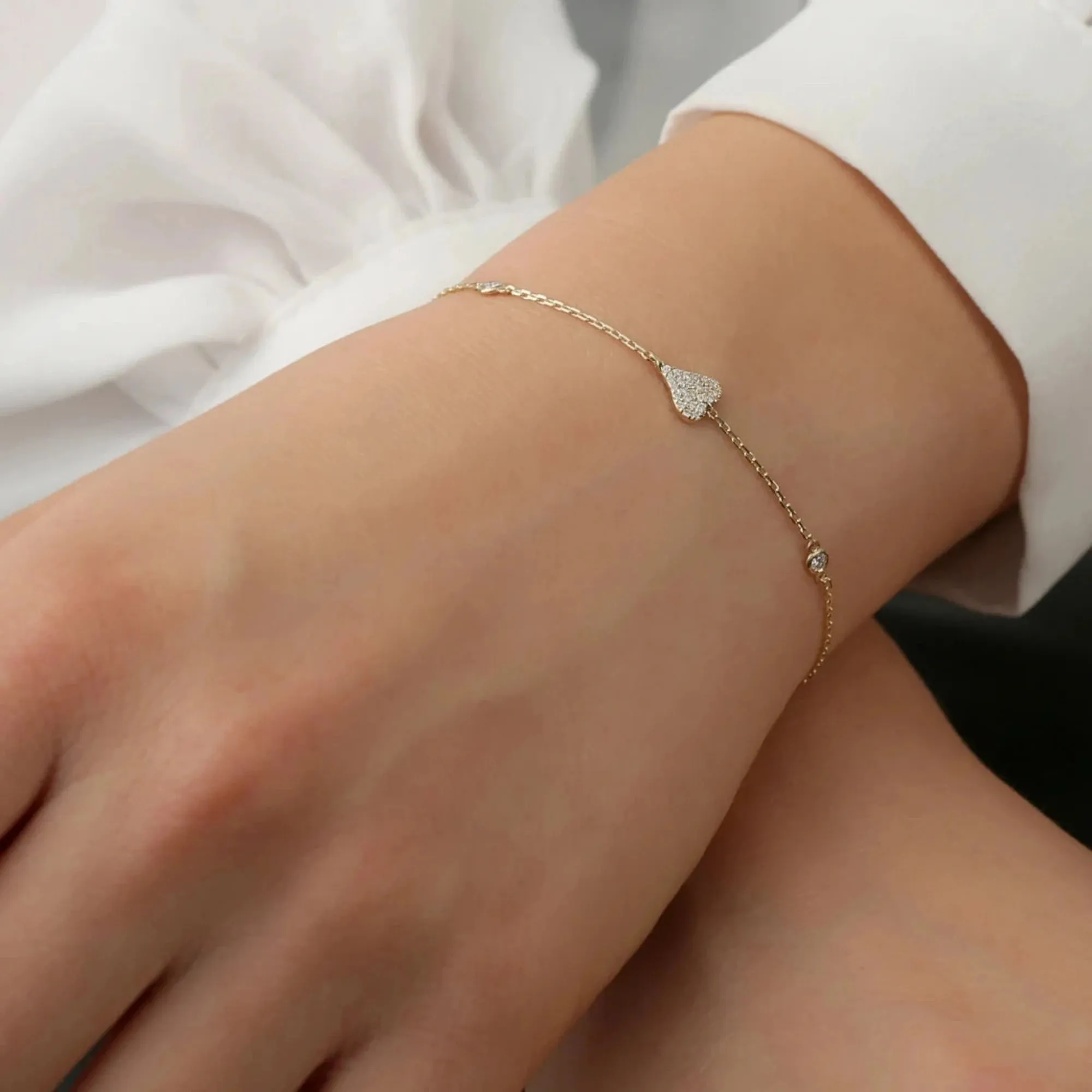 Diamond Heart Station Bracelet, Natalie