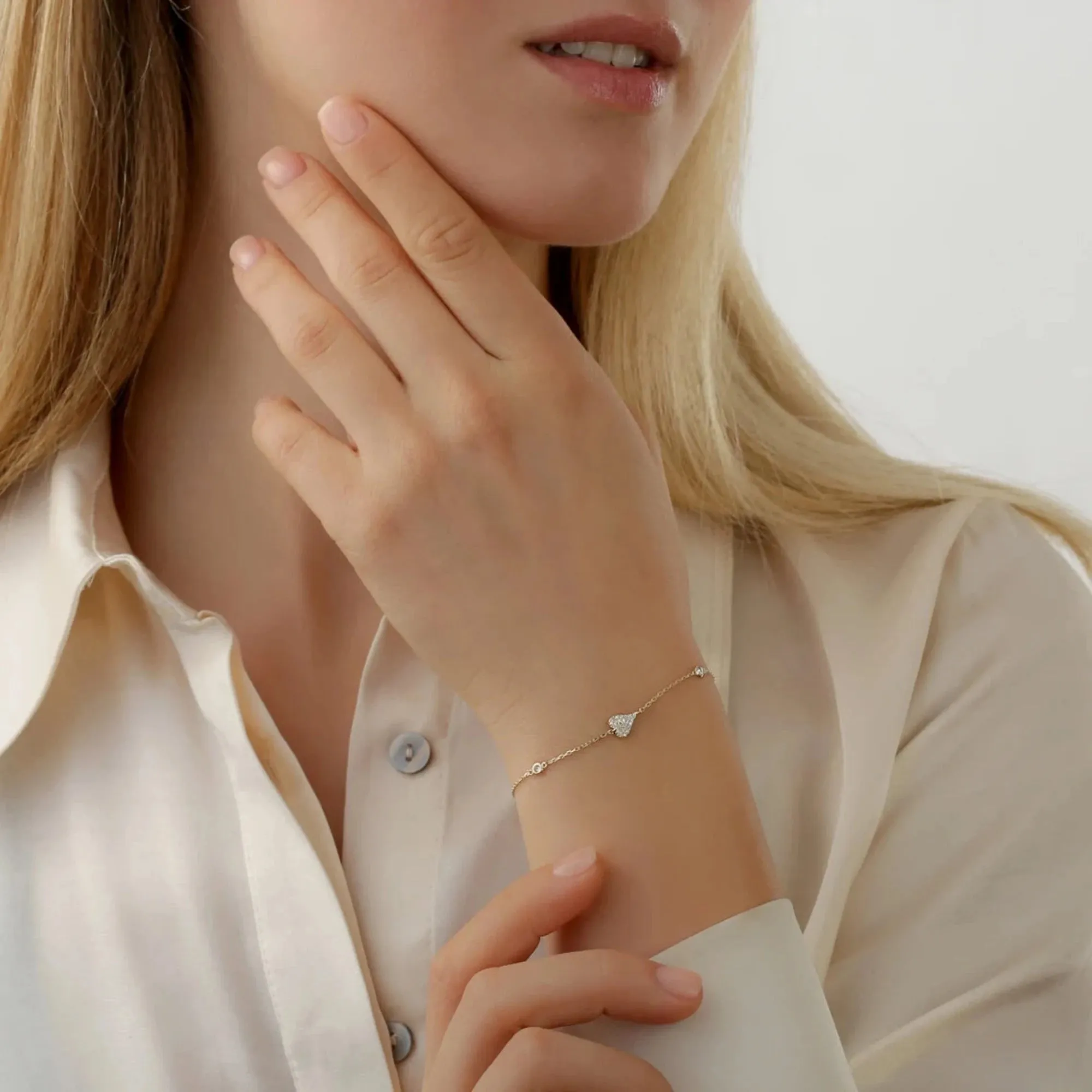 Diamond Heart Station Bracelet, Natalie