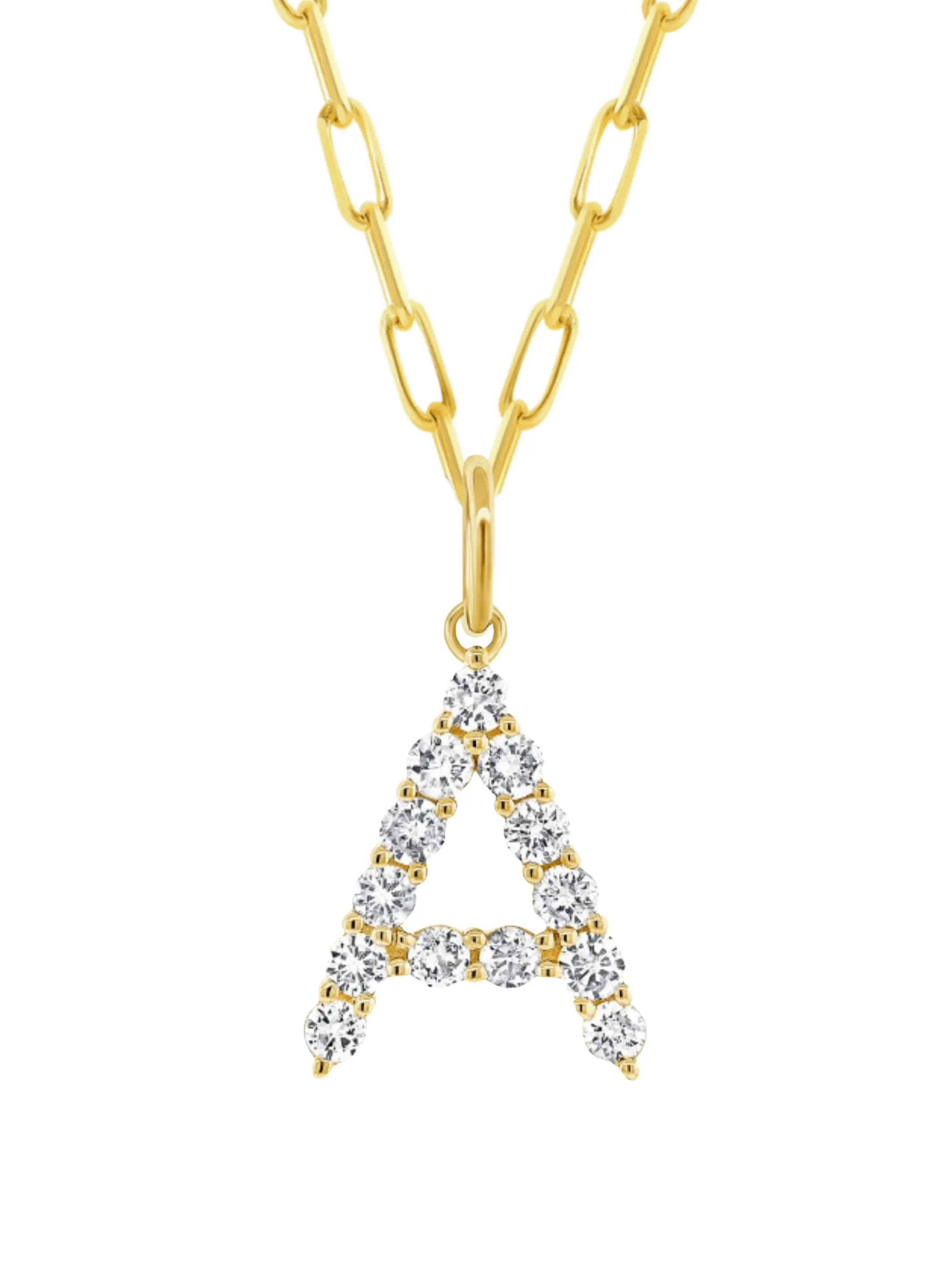Diamond Initial Pendant Necklace 14K