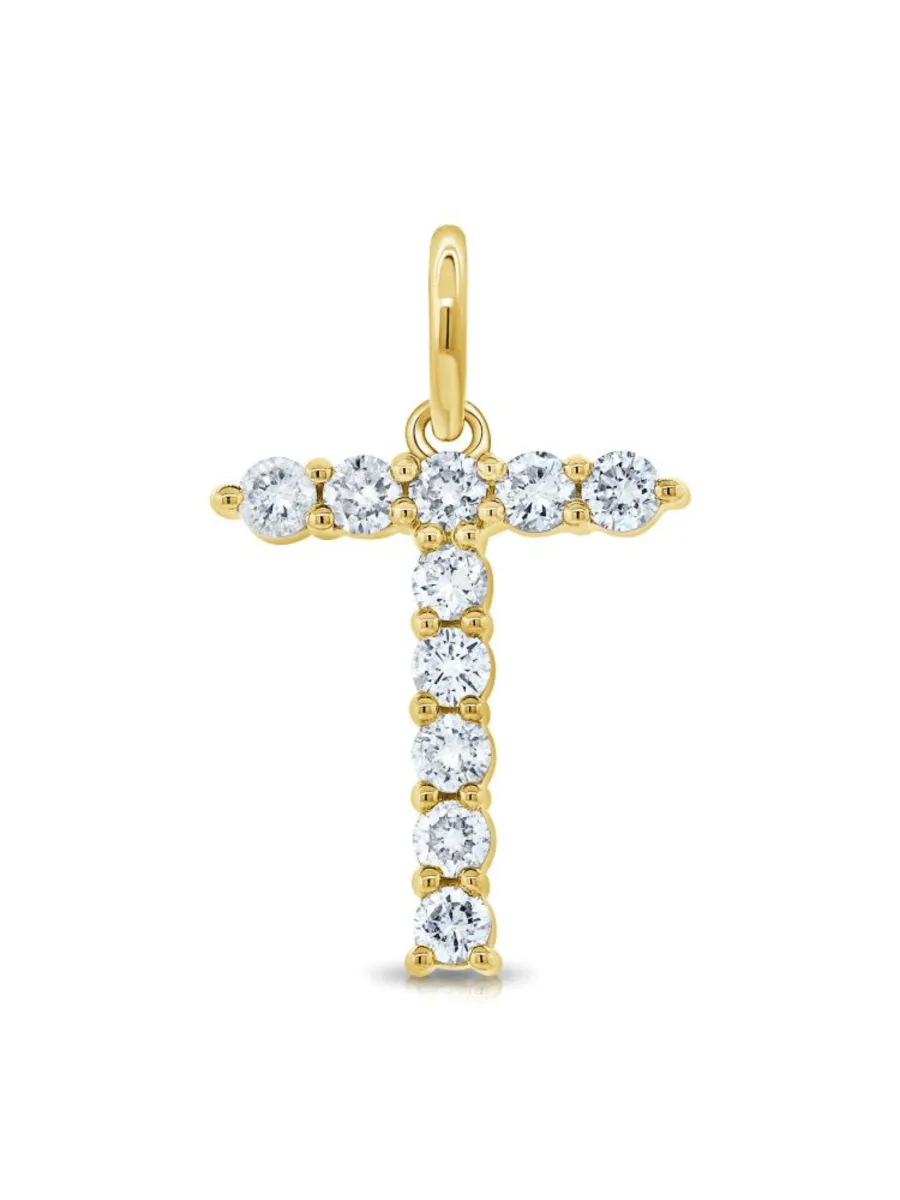 Diamond Initial Pendant Necklace 14K