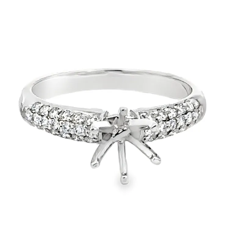 Diamond Ring Mounting with Matching Band, 18Kt