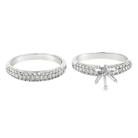 Diamond Ring Mounting with Matching Band, 18Kt