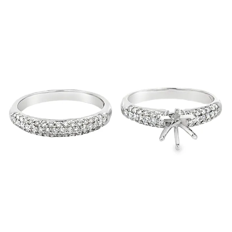 Diamond Ring Mounting with Matching Band, 18Kt