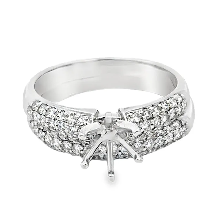 Diamond Ring Mounting with Matching Band, 18Kt