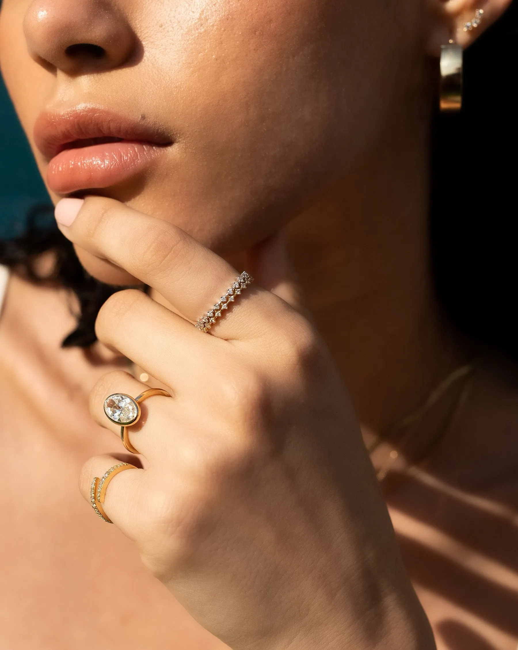 Diamond Station Stackable Ring