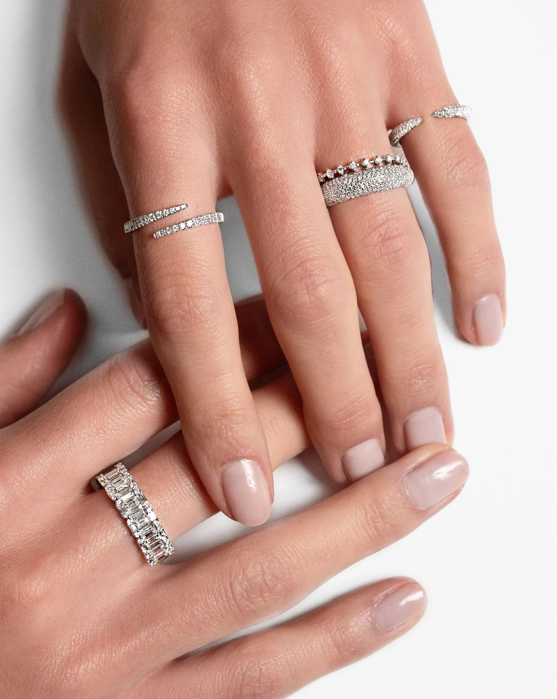 Diamond Station Stackable Ring