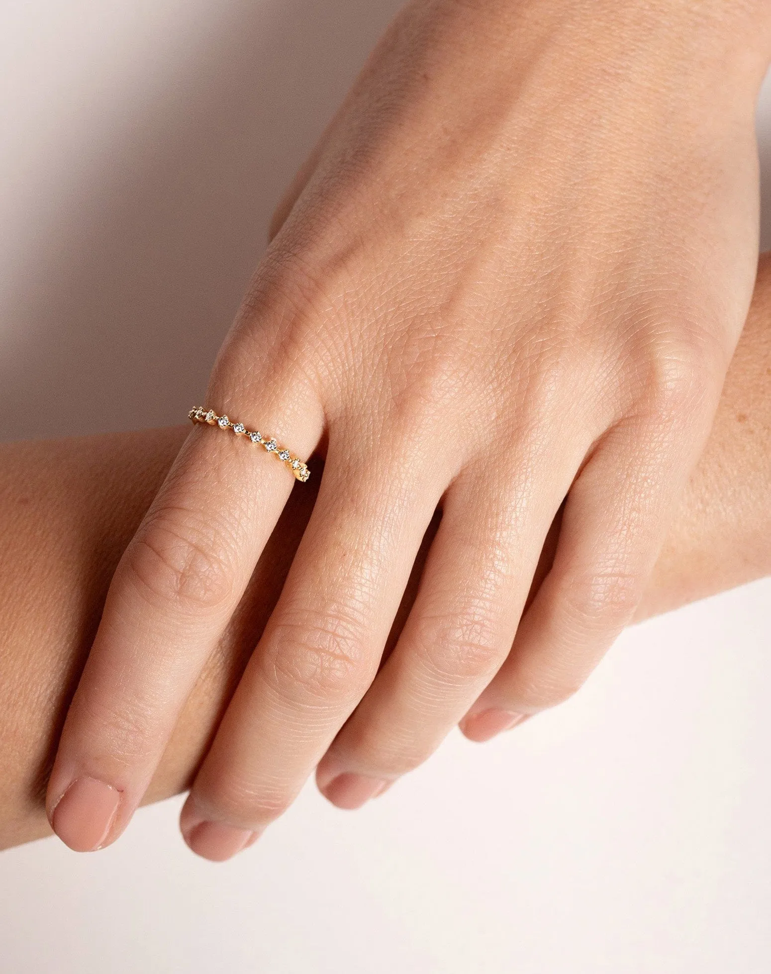 Diamond Station Stackable Ring