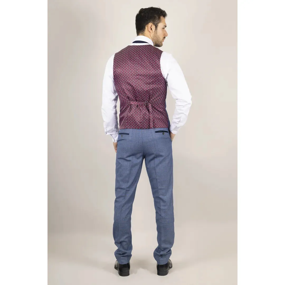Earl - Men's 3 Piece Blue Checked Suit