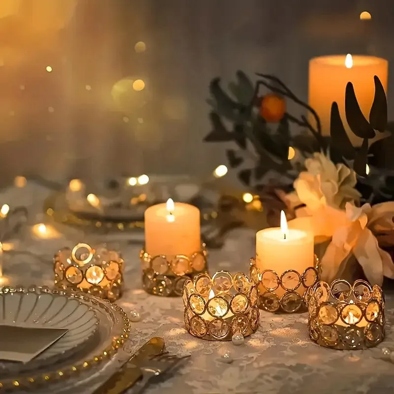 Elegant Gold Candle Holders Set of 8