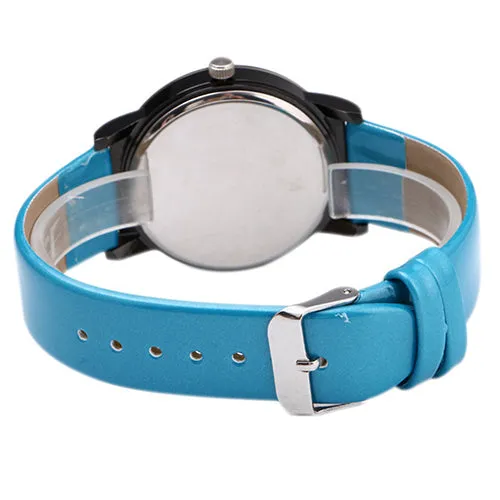 Fashion Women Lady Faux Leather Butterfly Rhinestone Dial Dress Wrist Watch