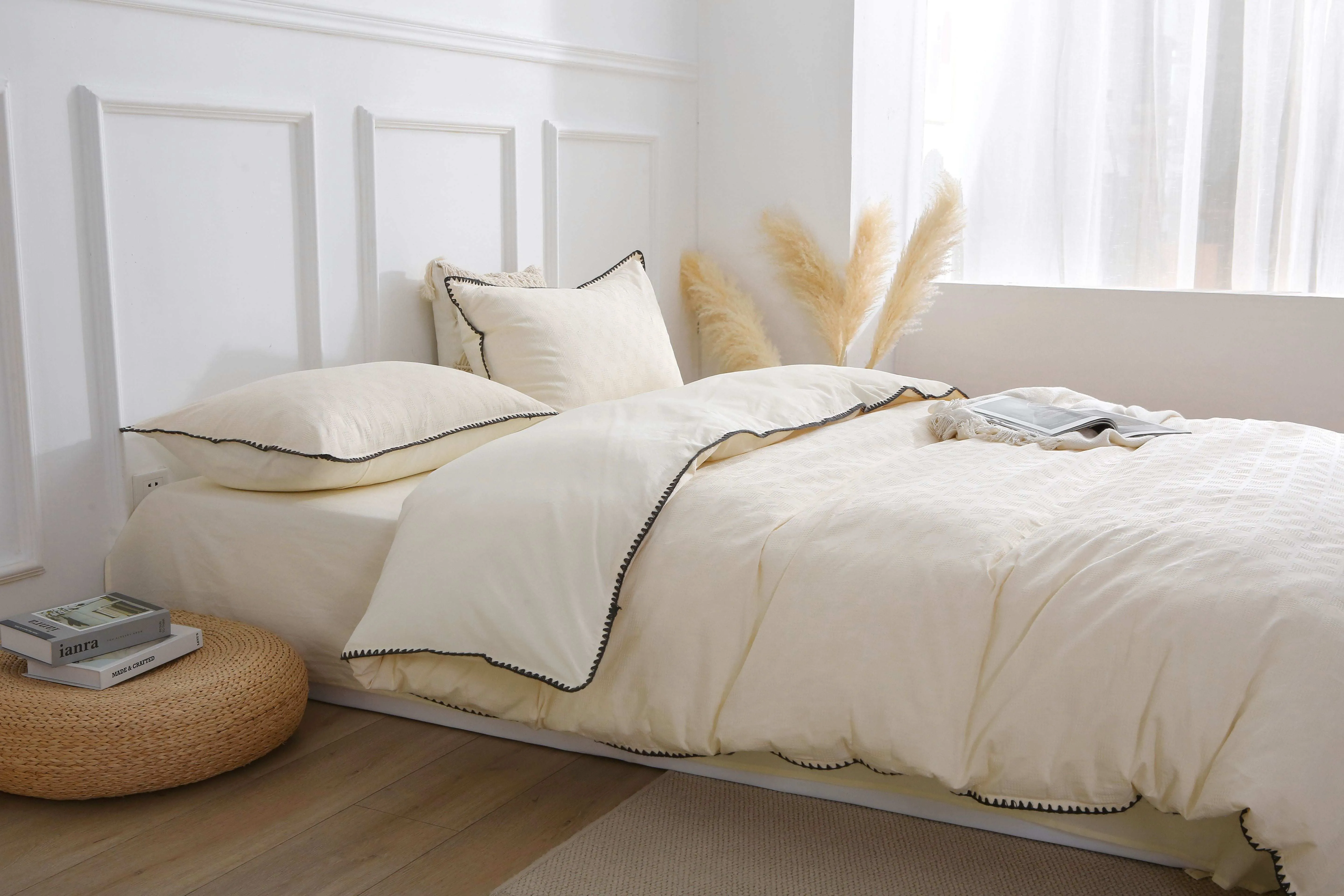 French Vintage Cream White Duvet Cover Set - Timeless Elegance