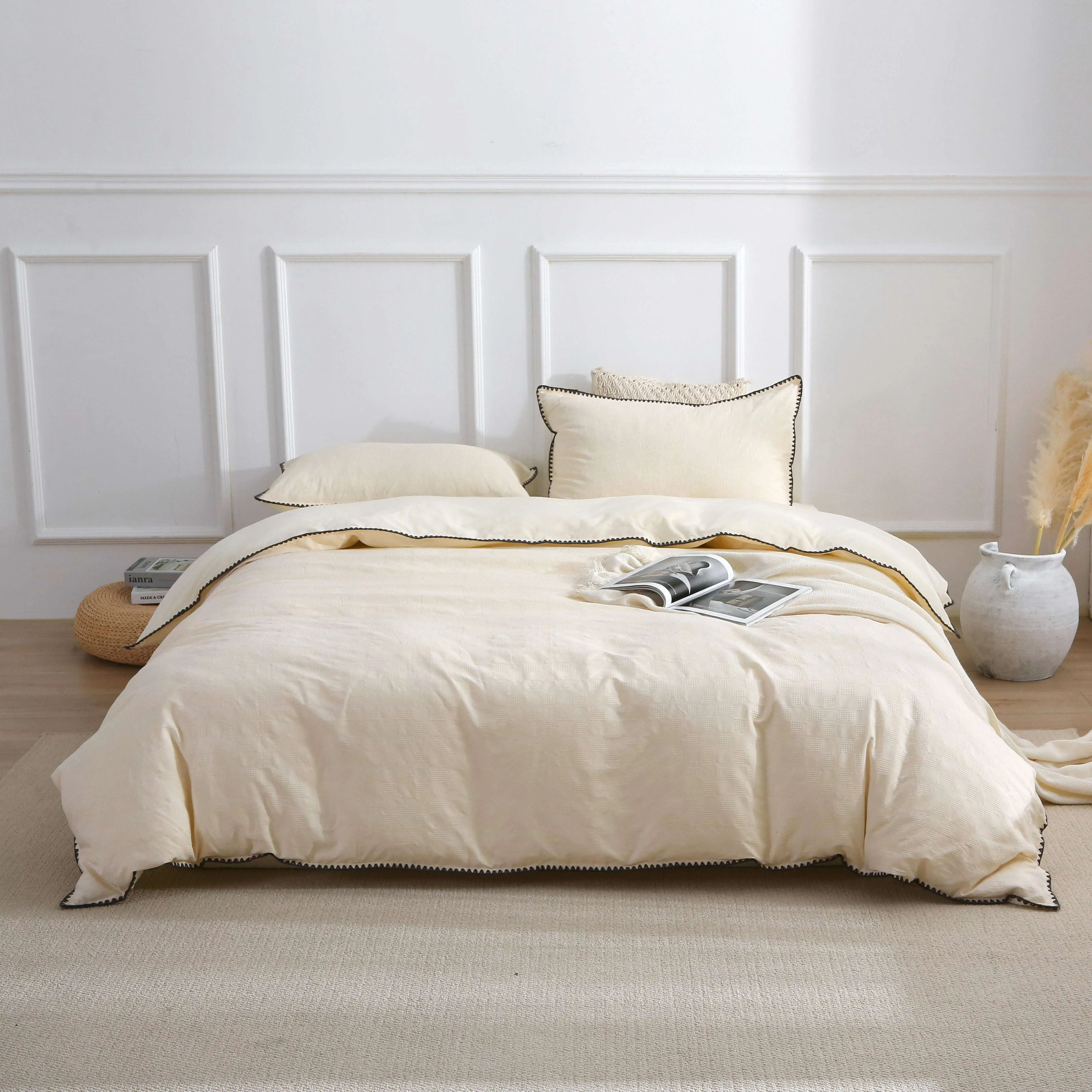 French Vintage Cream White Duvet Cover Set - Timeless Elegance