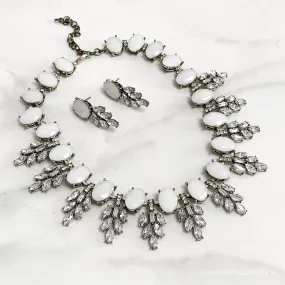 FREYA White & Gold Jewel Necklace Set