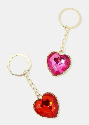 Gemstone Heart Keychain