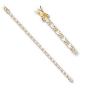 Gold Brass Bracelet with AAA Grade CZ in Clear for Women Style 47402