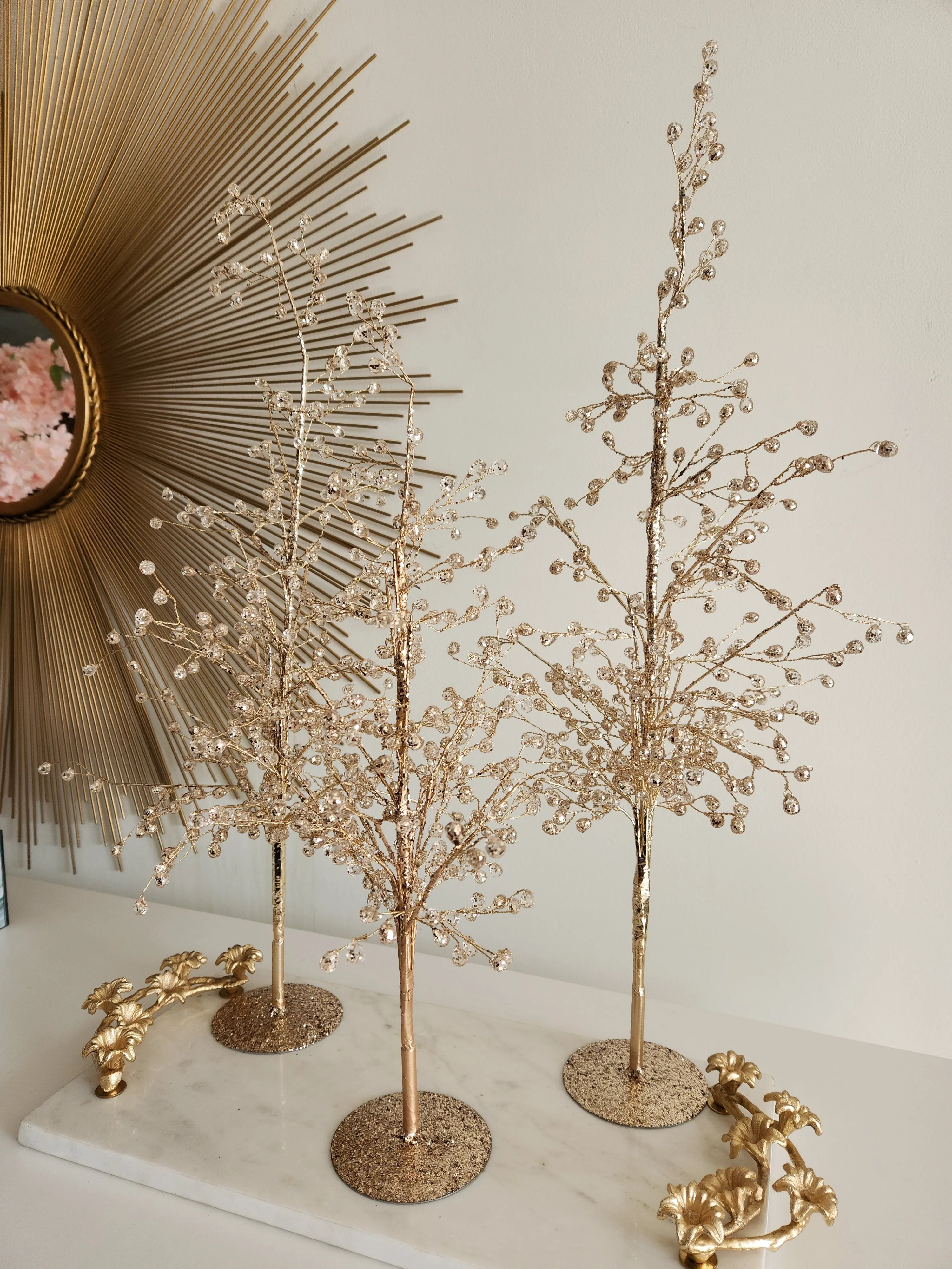 Gold Glittered Crystal Tree